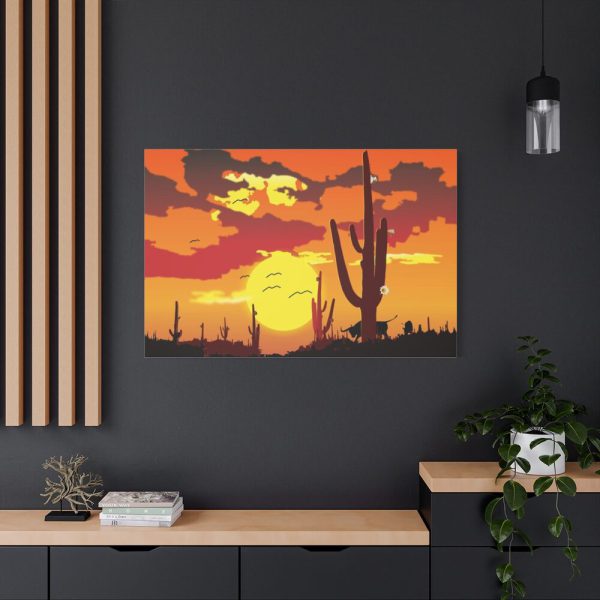 91638-738.jpg Cactus in Desert, Yellow Sky and Cow Standard Canvas