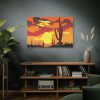 91638-739.jpg Cactus in Desert, Yellow Sky and Cow Standard Canvas