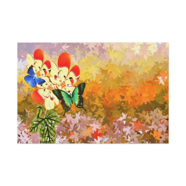 Butterflys on Flowers Background Standard Canvas