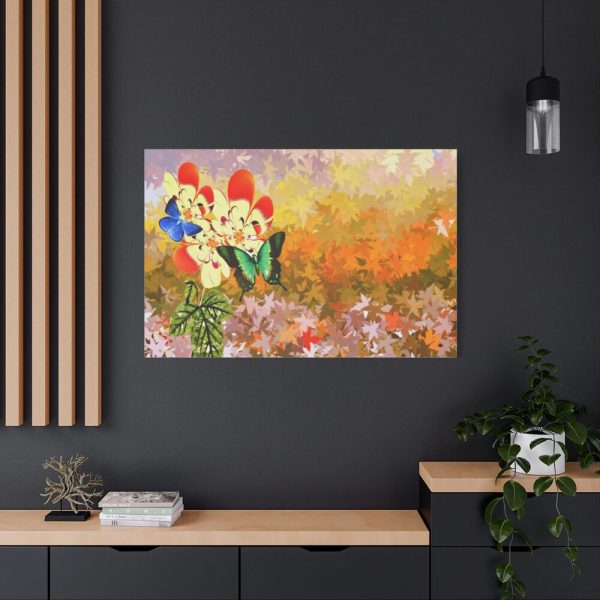 Butterflys on Flowers Background Standard Canvas