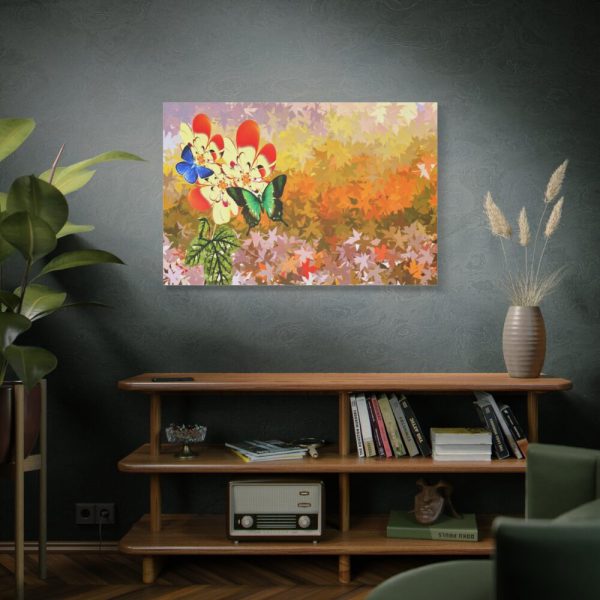 Butterflys on Flowers Background Standard Canvas