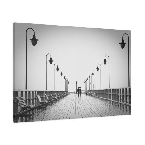 Rain on the Promenade in Black and White Standard Canvas