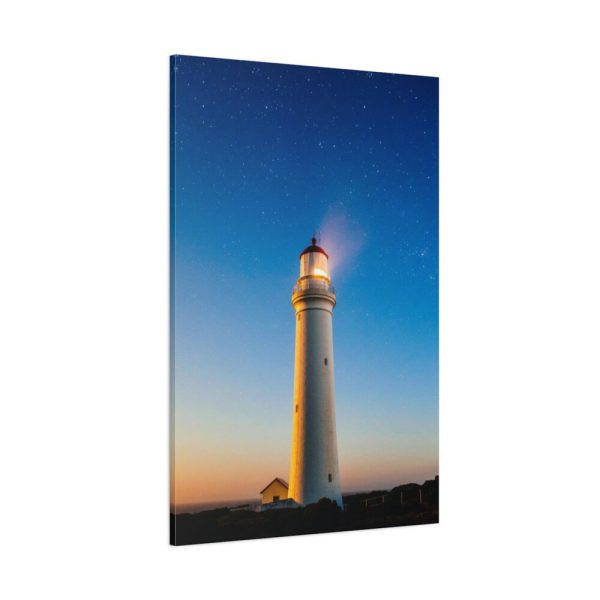 Lighthouse With Starry Night Standard Canvas
