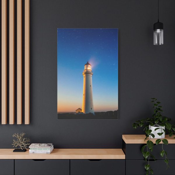 Lighthouse With Starry Night Standard Canvas