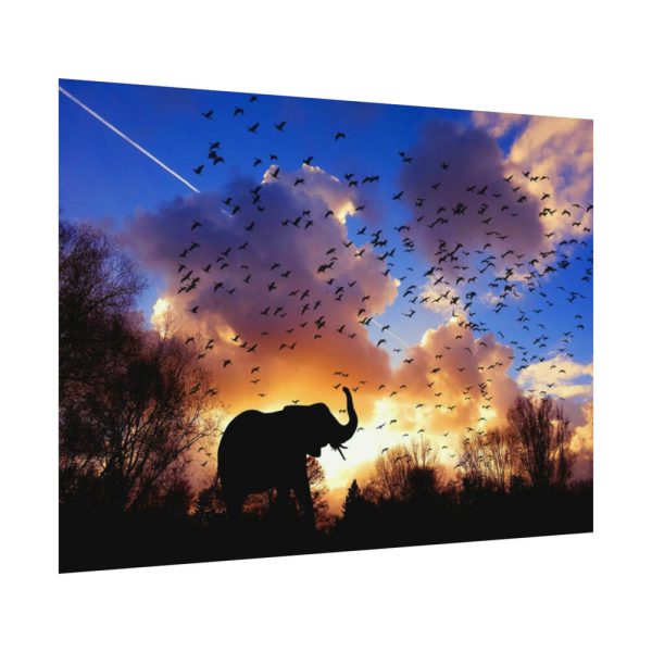 92368-2.jpg Elephants and Birds in the Nature Poster
