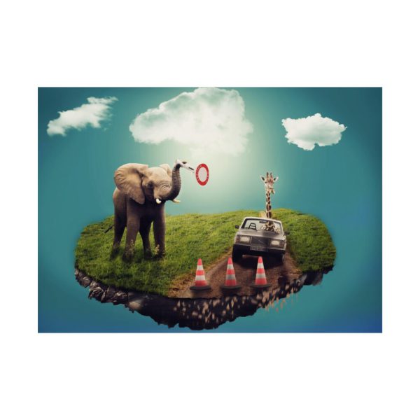 92369-5.jpg Elephant and Giraffe Illustration Poster