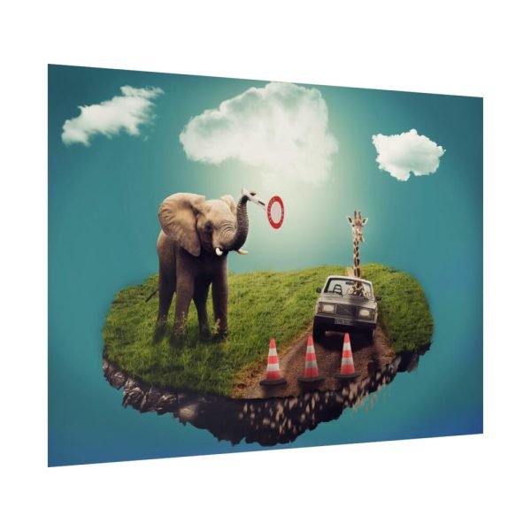 92369-7.jpg Elephant and Giraffe Illustration Poster