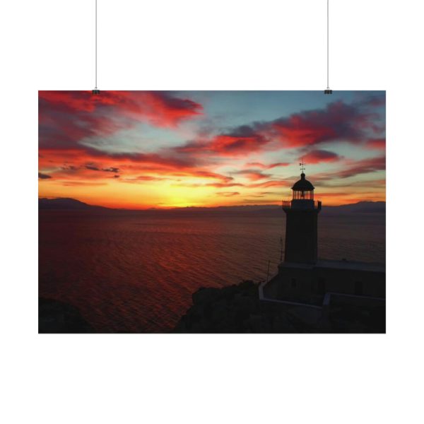 92408-1008.jpg Lighthouse and Red Sky in the Morning Poster