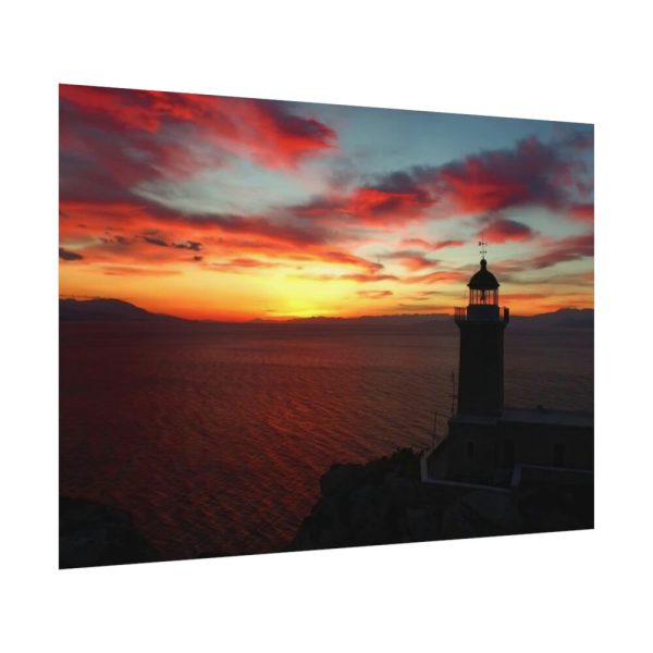 92408-1009.jpg Lighthouse and Red Sky in the Morning Poster