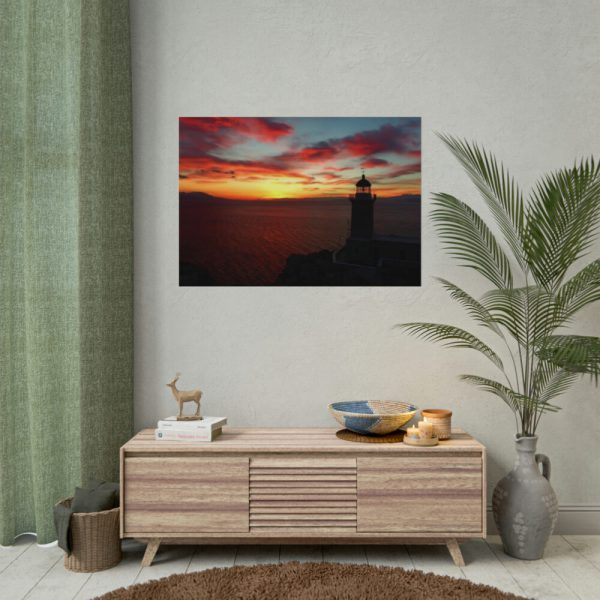 92408-1010.jpg Lighthouse and Red Sky in the Morning Poster