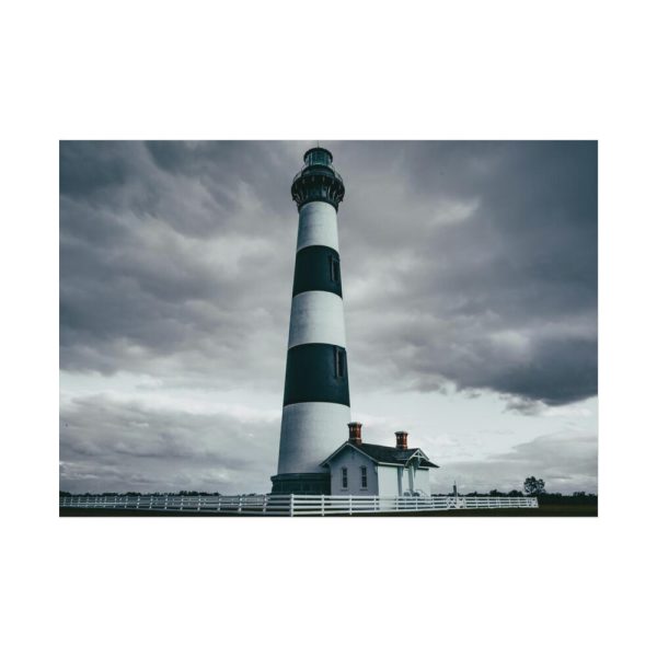 Lighthouse With Black Sky Poster