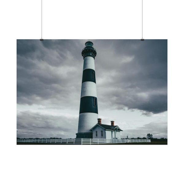 Lighthouse With Black Sky Poster