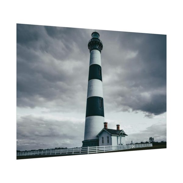 Lighthouse With Black Sky Poster