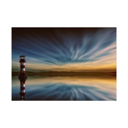 Water Reflection and Lighthouse in Dusk Poster