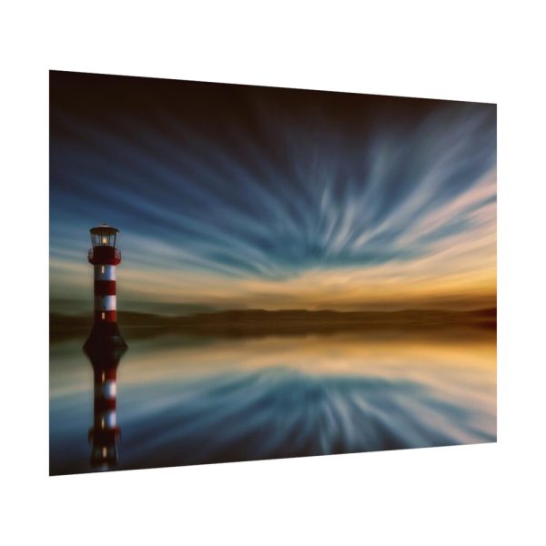 92408-1034.jpg Water Reflection and Lighthouse in Dusk Poster
