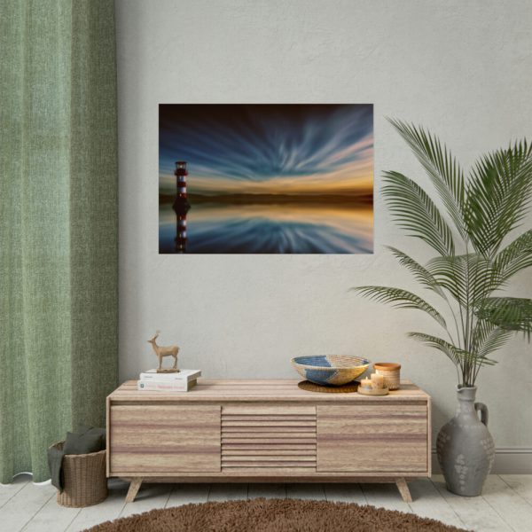 92408-1035.jpg Water Reflection and Lighthouse in Dusk Poster