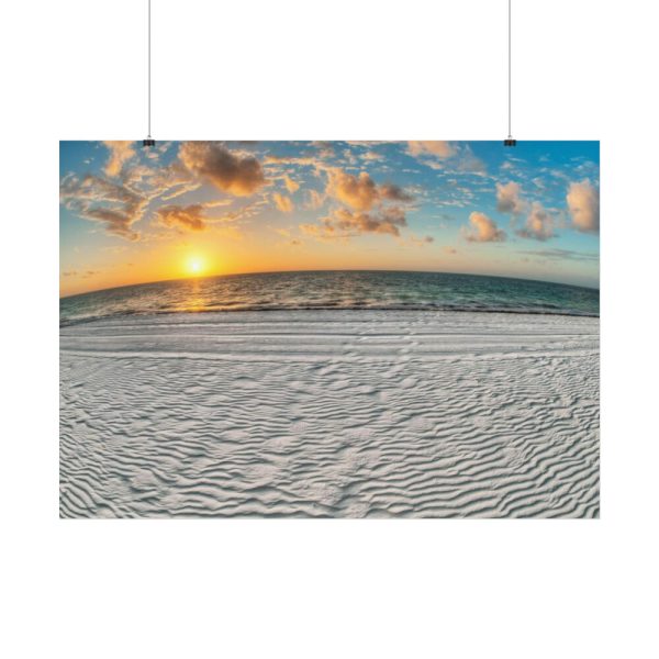 92408-1038.jpg Wind Rippled White Sand Beachline at Sunset Poster