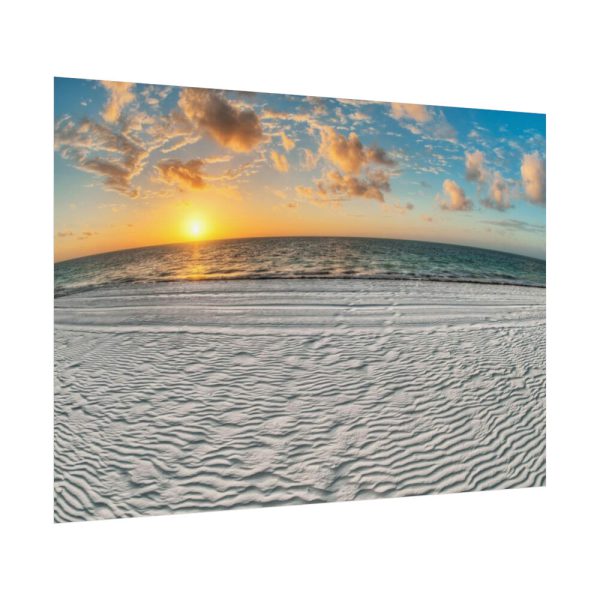 92408-1039.jpg Wind Rippled White Sand Beachline at Sunset Poster