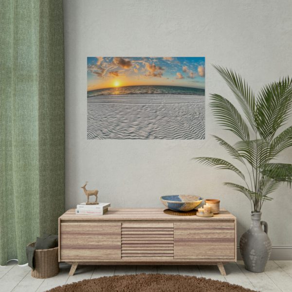 92408-1040.jpg Wind Rippled White Sand Beachline at Sunset Poster