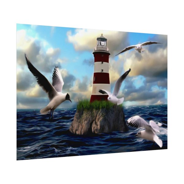 Lighthouse and Seagulls Poster