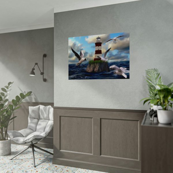 Lighthouse and Seagulls Poster