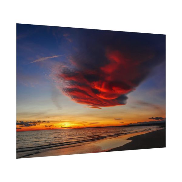 Red Sky at Morning with Ocean Poster
