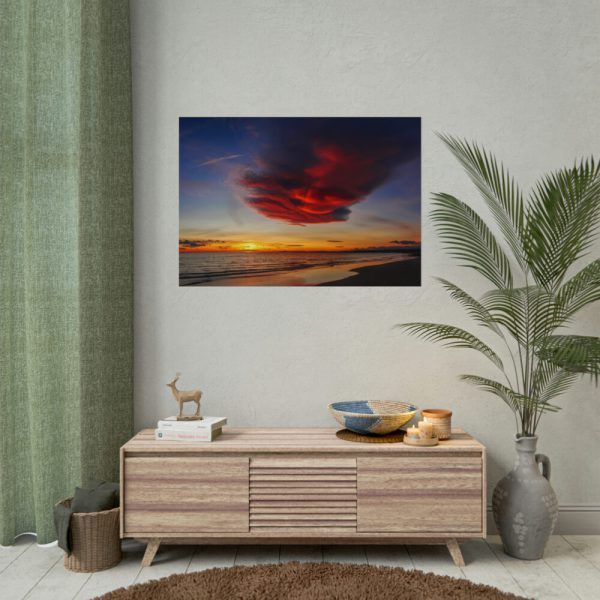 Red Sky at Morning with Ocean Poster