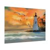 92408-1214.jpg Lighthouse Seagulls and a Beautiful Sky Poster