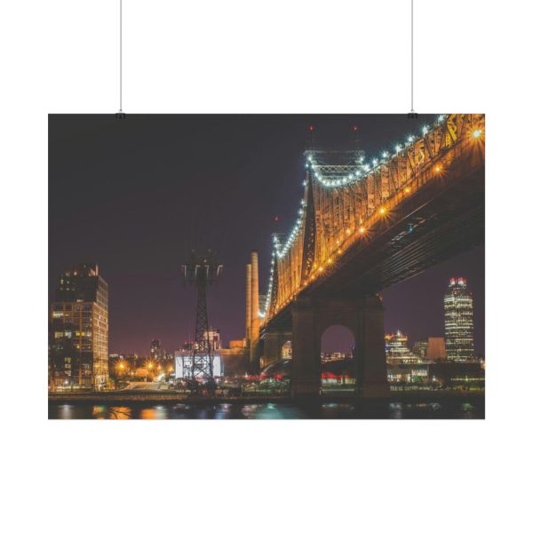 92408-1298.jpg A Well-lit Bridge at Nightfall Across the Waters Poster