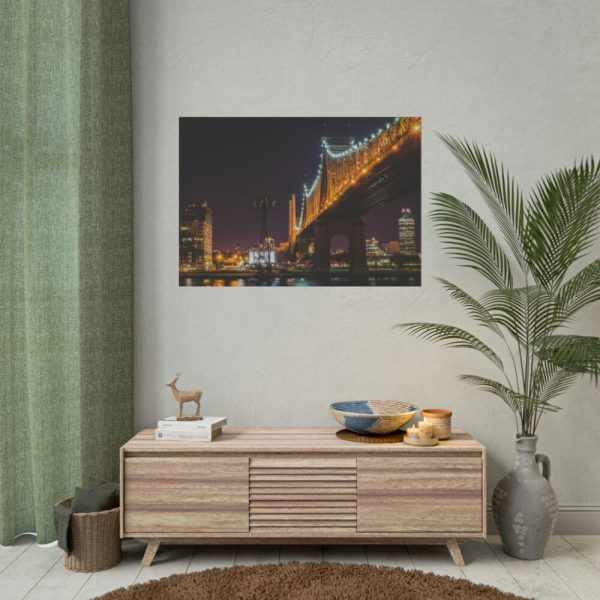 92408-1300.jpg A Well-lit Bridge at Nightfall Across the Waters Poster