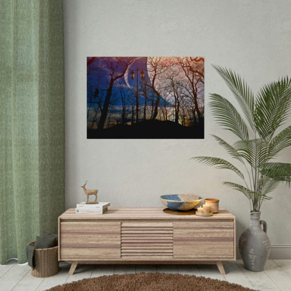92408-1355.jpg Full Moon and Forest Night Darkness Poster