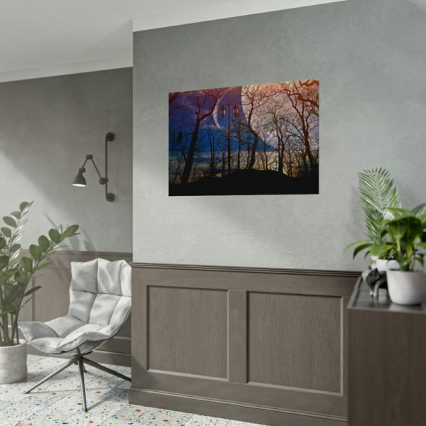 92408-1356.jpg Full Moon and Forest Night Darkness Poster