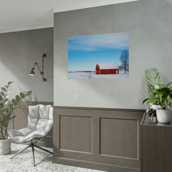 92408-1416.jpg Red Barn in the Winter Poster