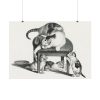 92408-173.jpg Domestic Cat on a Stool and Three Kittens by Gottfried Mind Poster