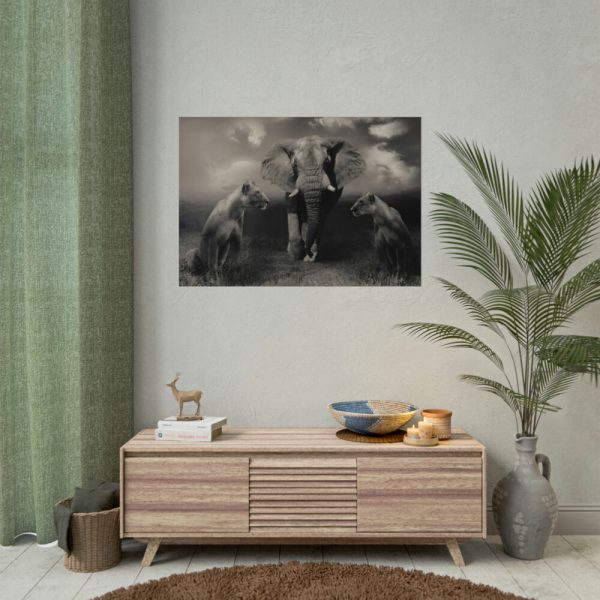 92408-240.jpg Big Elephant with Two Lion Poster