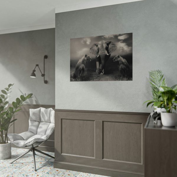 92408-241.jpg Big Elephant with Two Lion Poster