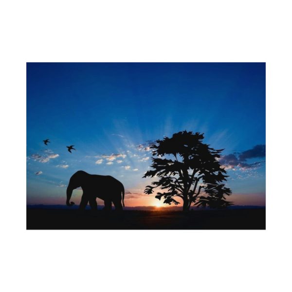 92408-242.jpg Elephant and Sunset Poster