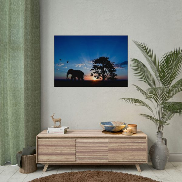 92408-245.jpg Elephant and Sunset Poster
