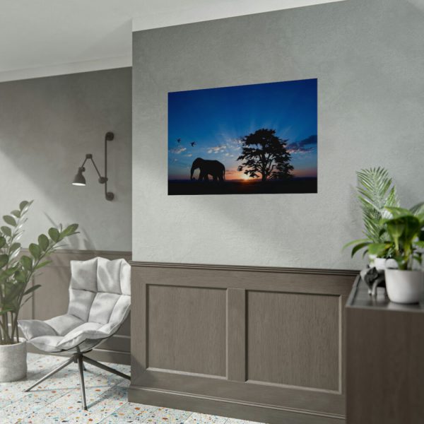 92408-246.jpg Elephant and Sunset Poster