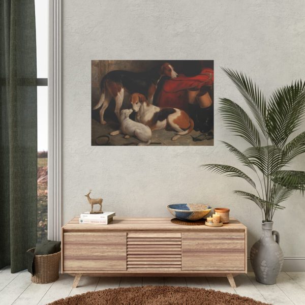 92408-25.jpg A Couple of Foxhounds with a Terrier by William Barraud Poster
