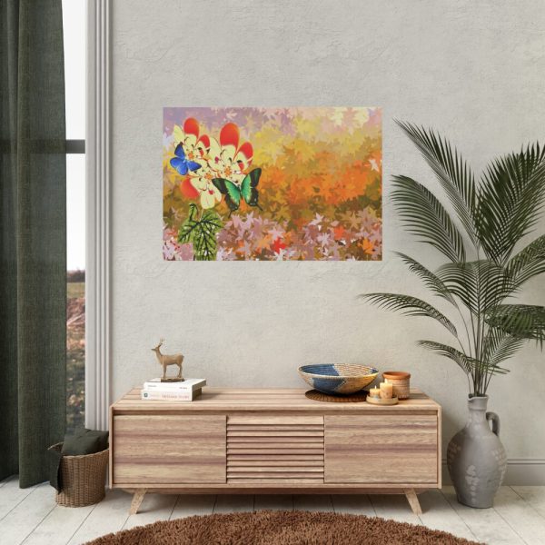 Butterflys on Flowers Background Poster