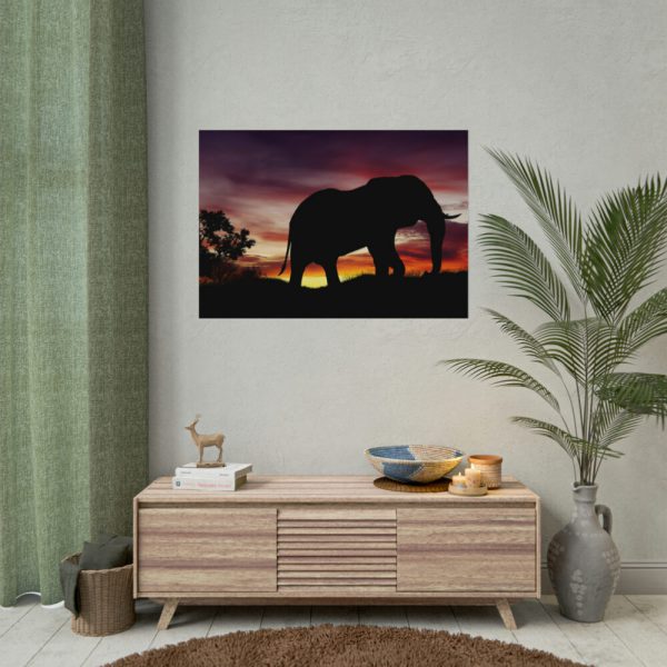 Elephant and Sunset in Africa Poster