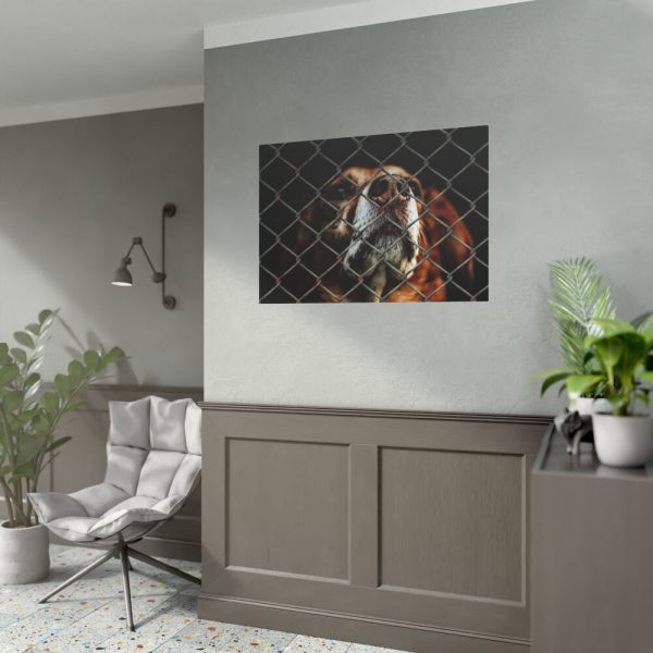 92408-5.jpg Dog Behind Wire Fence Poster