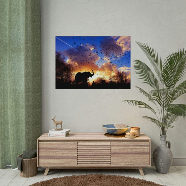92408-500.jpg Elephants and Birds in the Nature Poster