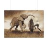 92408-528.jpg Elephant Play on the Rain with Umbrella Poster