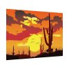 92408-704.jpg Cactus in Desert, Yellow Sky and Cow Poster