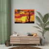 92408-705.jpg Cactus in Desert, Yellow Sky and Cow Poster