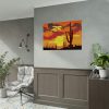 92408-706.jpg Cactus in Desert, Yellow Sky and Cow Poster
