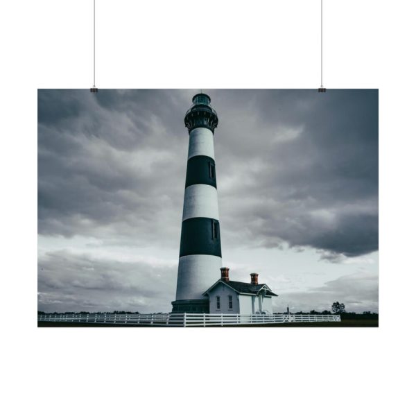 Lighthouse With Black Sky Poster