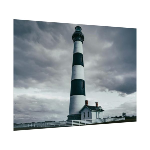 Lighthouse With Black Sky Poster